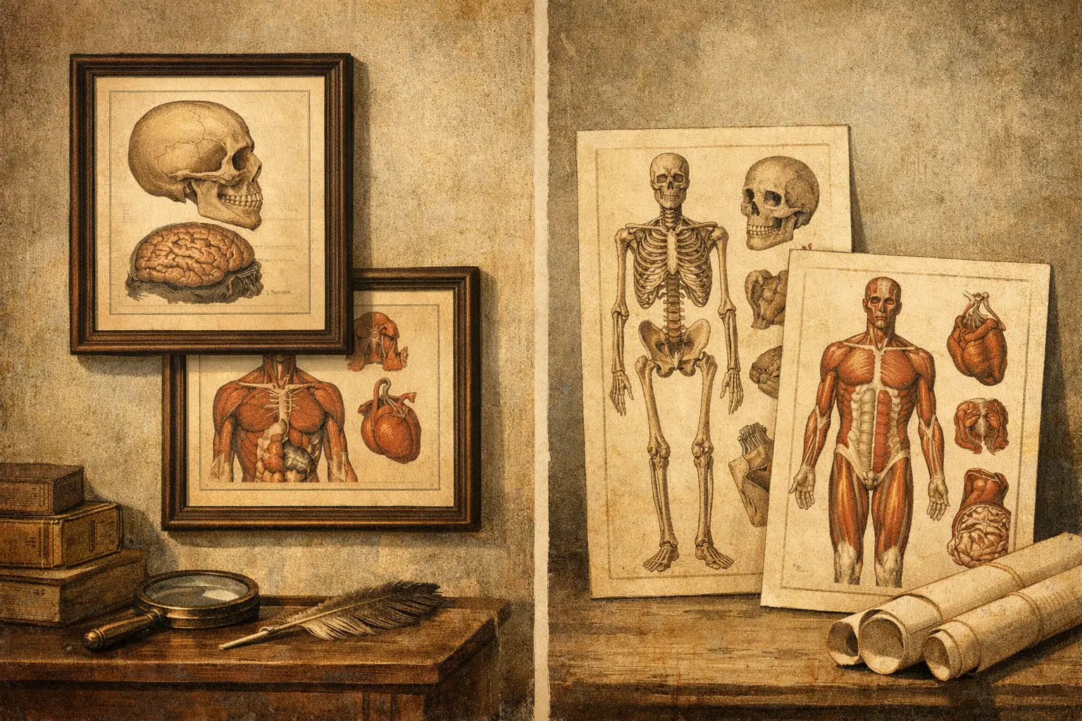 Gerahmte Anatomiebilder oder ungerahmt?