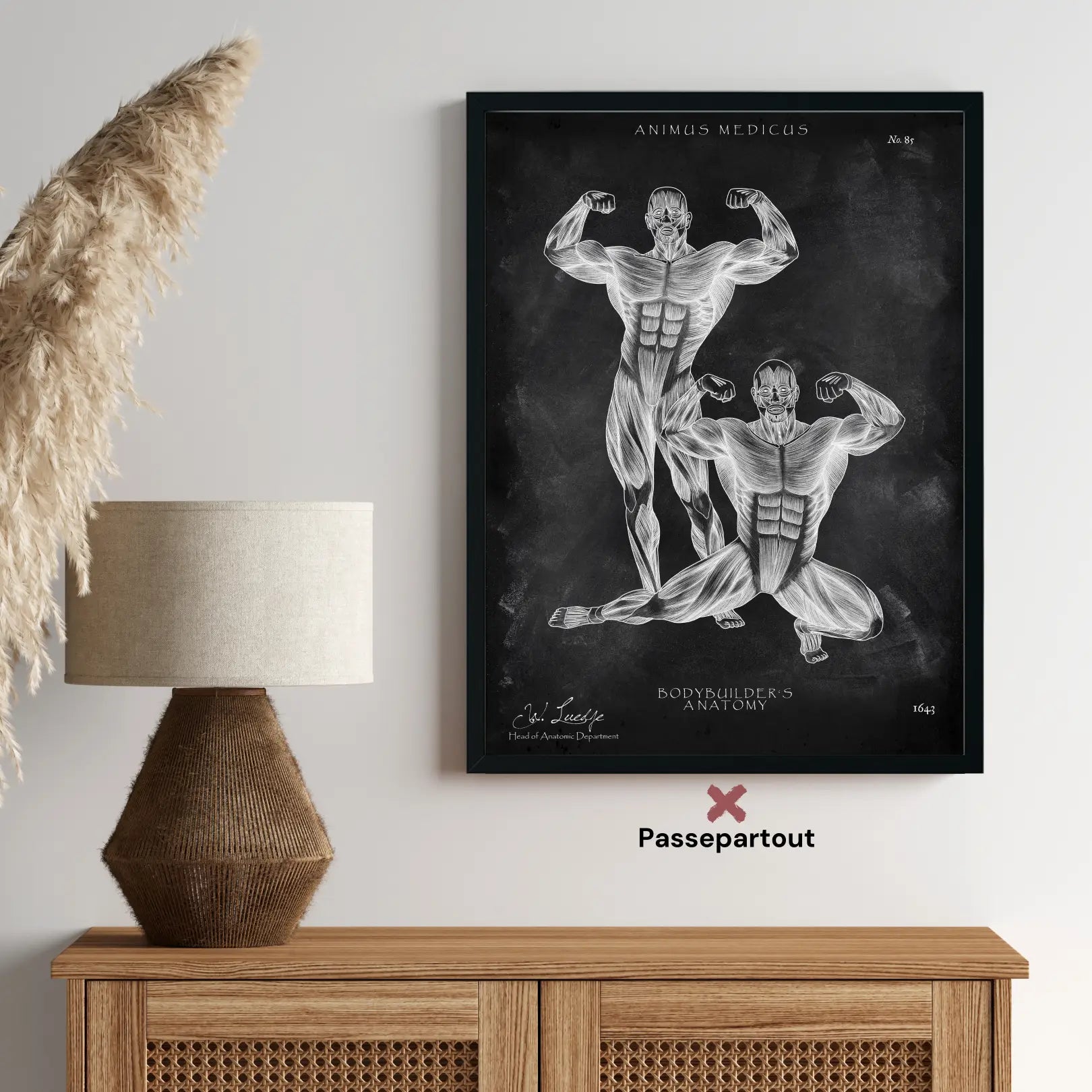 Bodybuilder Anatomie Poster - Chalkboard