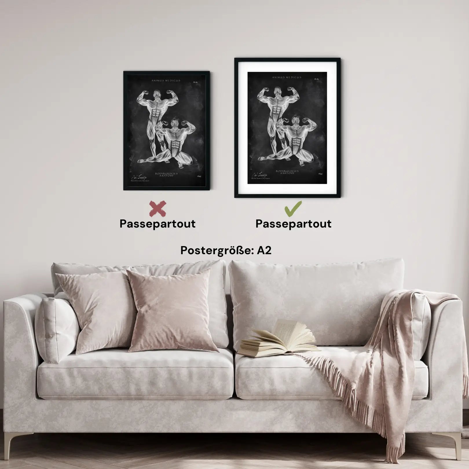 Bodybuilder Anatomie Poster - Chalkboard - Animus Medicus GmbH